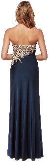 Asymmetric Mesh Rhinestones Bodice Long Prom Pageant Dress back