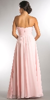 Strapless Pleated Overlap Bust Long Bridesmaid Dress back in Blush