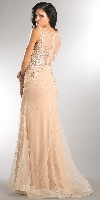 Embroidered Lace Top Mesh Tulle Long Prom Pageant Dress back