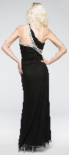 One Shoulder Long Formal Prom Dress with Bejeweled Bodice back