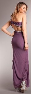 One Shoulder Long Formal Dress with Bejeweled Waist back