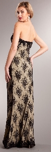 Strapless Floral Mesh Beaded Long Formal Evening Dress  back