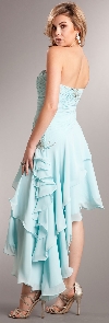 Strapless Beaded Short Dress with Asymmetric Ruffled Skirt back
