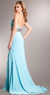 Halter Neck Full Length Formal Prom Gown with Front Slit back