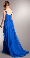 Bejeweled Straps Shirred Long Formal Evening Prom Dress back