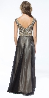 Boat Neck Rhinestones Top Long Evening Prom Dress back
