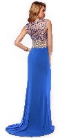 Mesh Rhinestones Bodice Long Prom Pageant Dress back