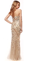 Strapless Bejeweled Bodice Mesh Long Formal Prom Dress back in Champaign