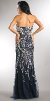 Strapless Bejeweled Bodice Mesh Long Formal Prom Dress back