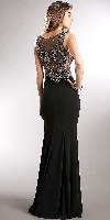 V-neck Beaded Bodice Fitted Long Formal Prom Dress back in Black