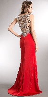 Bejeweled Bust & Back Floor Length Prom Pageant Dress back in Red