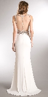 Sparkling Beaded Mesh Top Sheer Back Long Prom Pageant Dress back