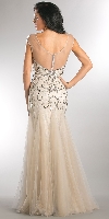 Beaded Mesh Tulle Mermaid Style Long Prom Pageant Dress back