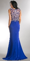 Elegant Beaded Sheer Bodice Long Prom Pageant Dress back