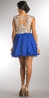 Embellished Lace Bodice Short Babydoll Homecoming Dress back