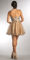 Strapless Satin Beaded Top Short Tulle Homecoming Dress back