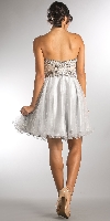 Strapless Beaded Top Shiny Tulle Short Homecoming Dress back