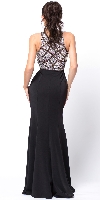 Sleeveless Beaded Top High Neck Long Prom Dress back