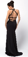 High Neck Bodice Mermaid Cut Prom Dress back