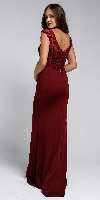 Sweatheart Neckline Embroidered Evening Gown back