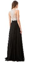 Jewel Bodice Chiffon Skirt Long Formal Prom Dress back