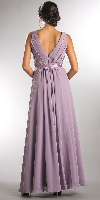 V-neck Sleeveless Ruched Bodice Long Bridesmaid Dress back in Lavender
