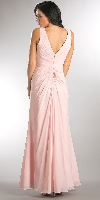 V-Neck Ruched Twist Knot Bust Long Bridesmaid Dress back