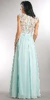 V-Neck Lace Top Empire Cut Long Bridesmaid Dress back in Aqua