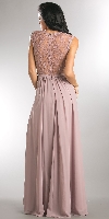 V-Neck Lace Top Empire Cut Long Bridesmaid Dress back