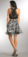 Lace Embellished Crop Top with Floral Print Puffy Skirt back
