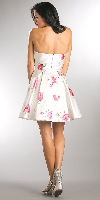 Strapless Sweetheart Neck Rose Print Short Homecoming Dress back