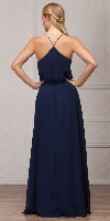 Spaghetti Straps V-Neck Blouson Top Long Bridesmaid Dress back