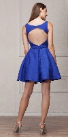 Boat Neck Jewel Waist Pleated Puffy Skirt Short Party Dress back