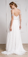 Rhinestone Accented Drop Sleeve Formal Gown back