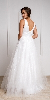 V Neck Vines Pattern Tulle Prom Gown back in White
