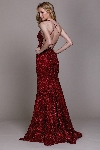 Embroidered Criss-Cross Back Fitted Prom Gown back in Burgundy