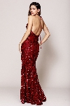 Halter Neck High Slit Prom Gown back