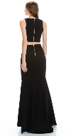 Beaded Neck Crop Top Fitted Skirt Two-Piece Prom Dress back in Black