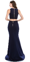 Beaded Neck Crop Top Fitted Skirt Two-Piece Prom Dress back