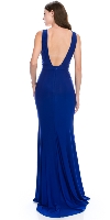 V-neck Sequins Accent Fitted Long Formal Evening Dress back