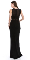 Round Neck Sleeveless Sheer Neck & Waist Long Formal Dress back