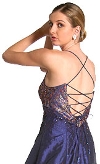 Criss Crossed Brocade Beaded Formal Prom Dress back