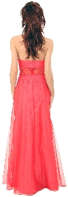 Semi See-Thru Mid Bodice Beaded Prom Dress back