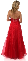 Strapless A-line Layered Beaded Organza Prom Dress back