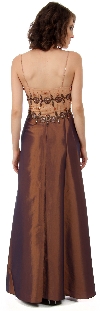 Sheer Mesh Top with Taffeta Overlap Skirt Formal Prom Dress back