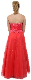 Watermelon A-Line Beaded Prom Dress back