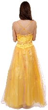 Crossed Back and Beaded Long Prom Gown back