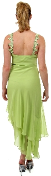 Floral Pink Asymmetric Layered Prom Dress back