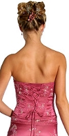 Strapless Beaded Prom Dress with Cascading Ruffles back