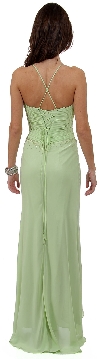 Ruffled Beaded Full Length Formal Prom Dress back